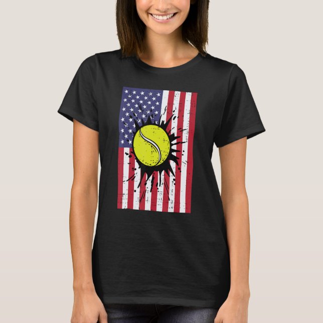T-shirt 4th July Tennis America Flag Patriotic Men Boys Ki (Devant)