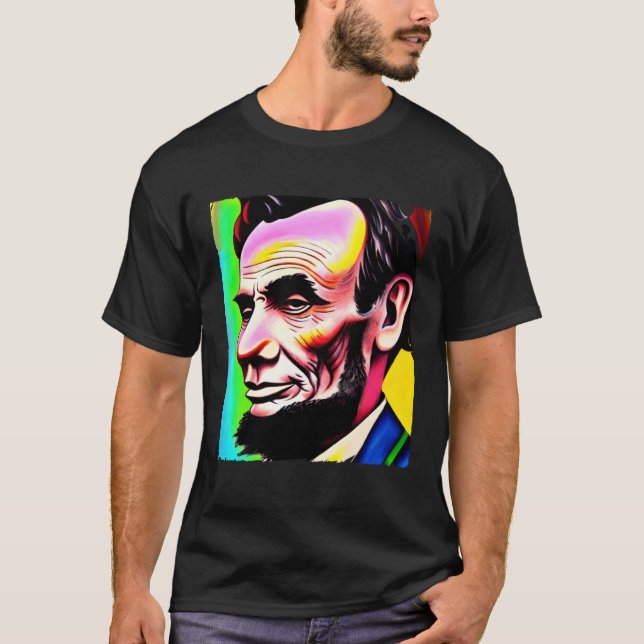 T-shirt 4th of July Abraham Lincoln Art Painting (Devant)