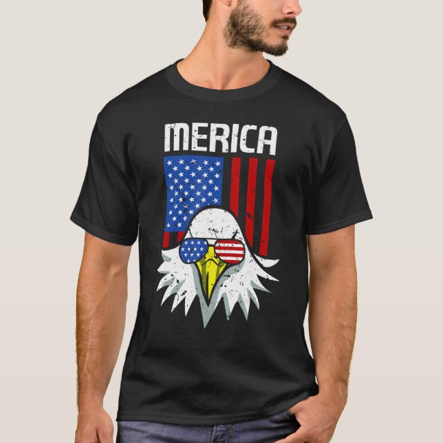 T-shirt 4th of July American Flag Bald Eagle Mullet 4th Ju (Devant)