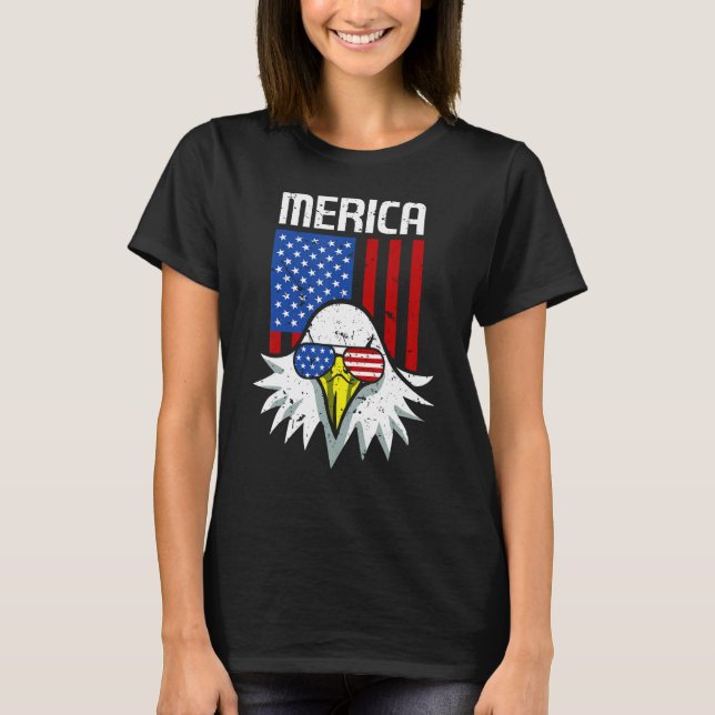 T-shirt 4th of July American Flag Bald Eagle Mullet 4th Ju (Devant)