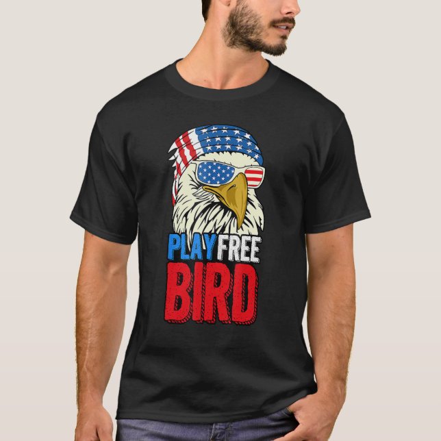 T-shirt 4th Of July American Flag Bald Eagle Mullet Play F (Devant)