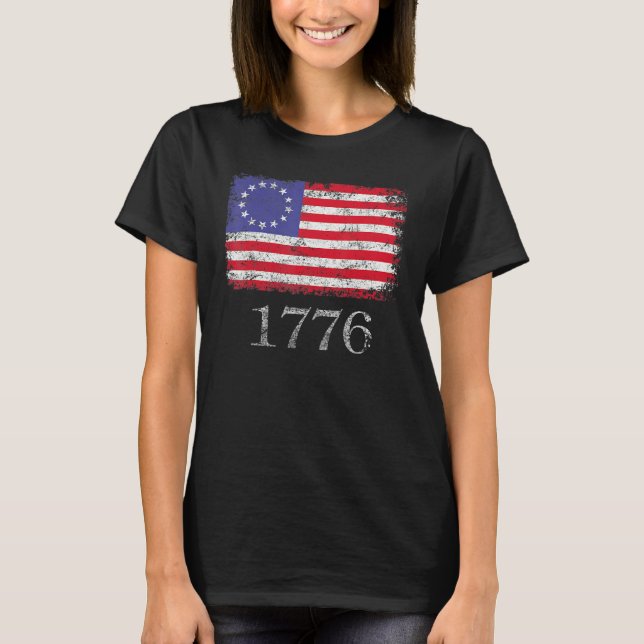 T-shirt 4th Of July  American Flag Betsy Ross 1776 Men Wom (Devant)