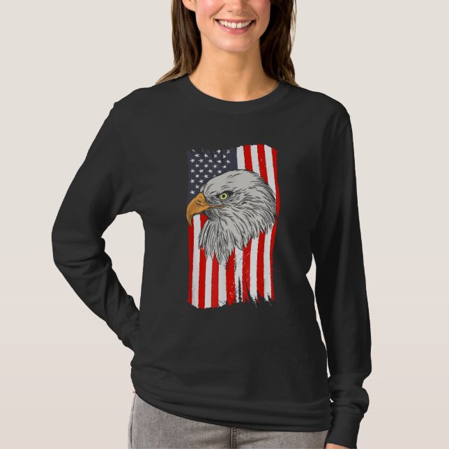T-shirt 4th Of July American Flag Patriotic Eagle USA Cool (Devant)