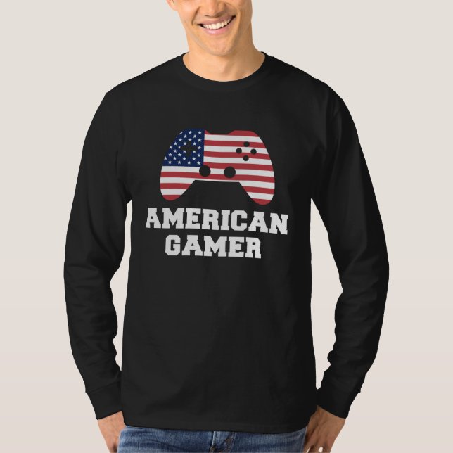 T-shirt 4th Of July American Gamer USA Patriotic Boys Men  (Devant)