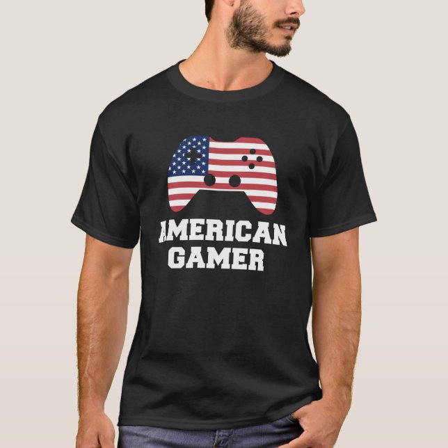 T-shirt 4th Of July American Gamer USA Patriotic Boys Men  (Devant)