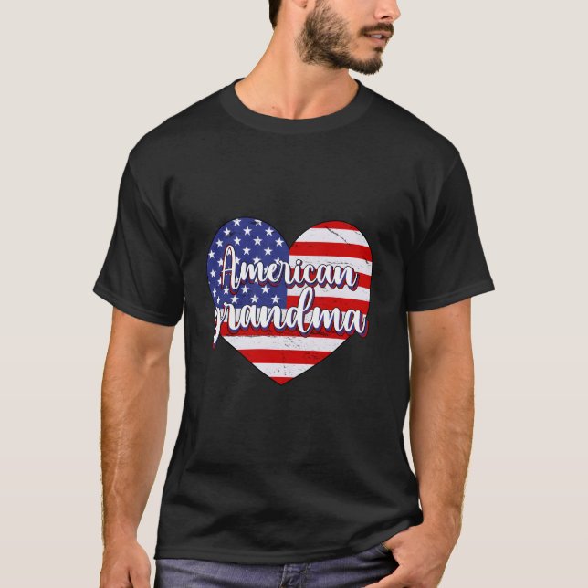 T-shirt 4Th Of July American Grandma He American Flag (Devant)