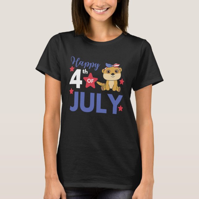T-shirt 4th Of July American Meerkat For Kids Cute Usa Mee (Devant)