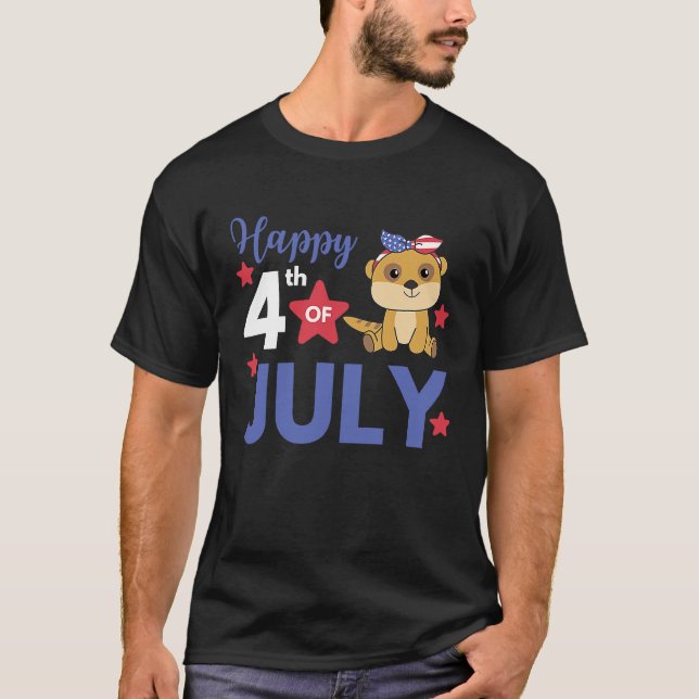 T-shirt 4th Of July American Meerkat For Kids Cute Usa Mee (Devant)