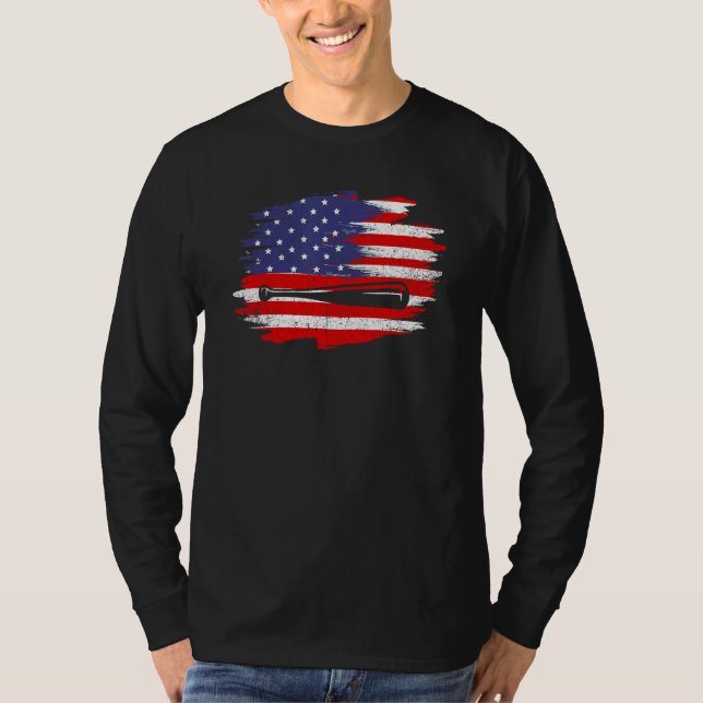 T-shirt 4th of July Baseball   American Flag With Bat Patr (Devant)