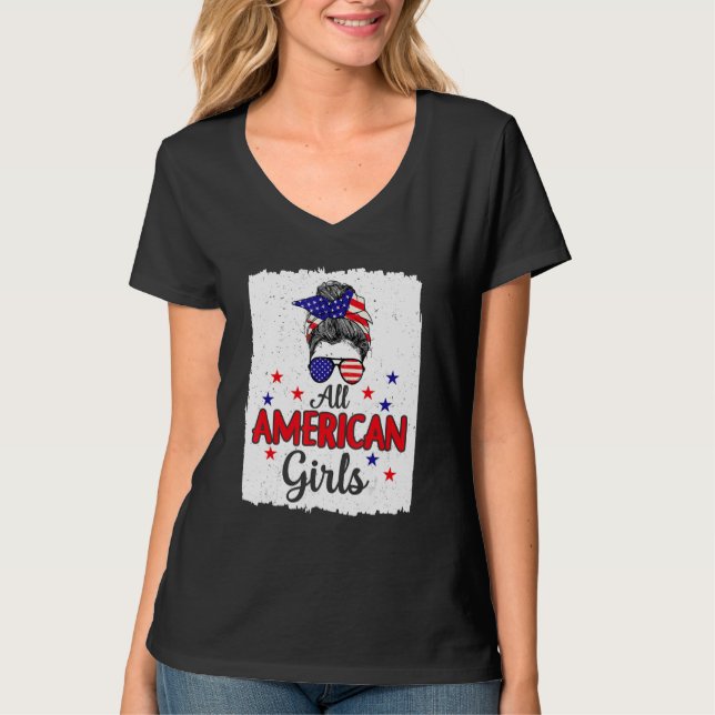 T-shirt 4th of July Bleached Daughter USA All American Gir (Devant)