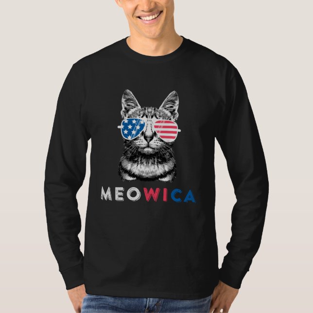 T-shirt 4th Of July Cat Meowica Merica Kitty Patriotic Cat (Devant)