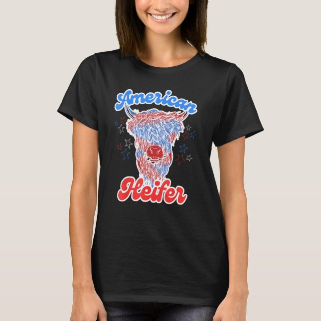 T-shirt 4th of July Cow for American Heifer Highland Cow (Devant)