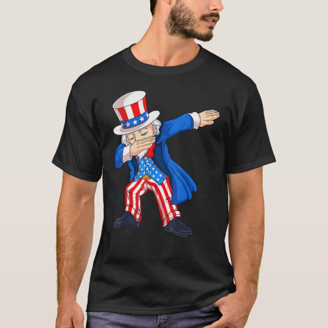 T-shirt 4th Of July Dabbing Uncle Sam American Flag Kids B (Devant)