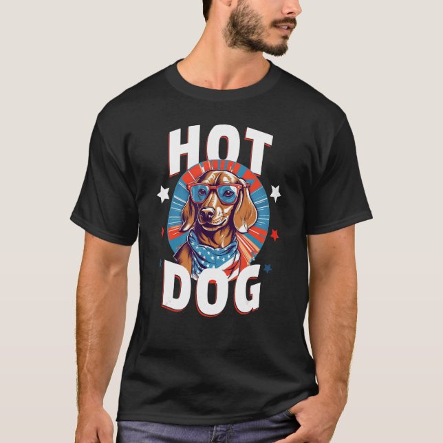 T-shirt 4th of July  Dachsund Weiner Dog Weenie USA Americ (Devant)