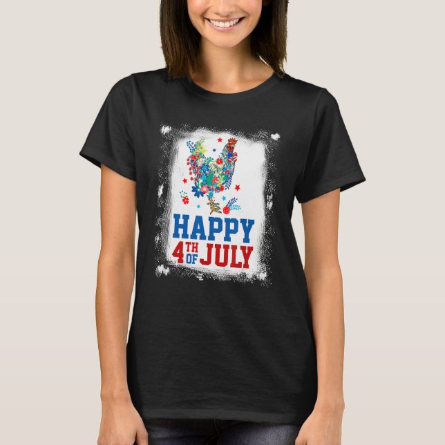 T-shirt 4th Of July Farmer Chicken Flower American Flag Pa (Devant)