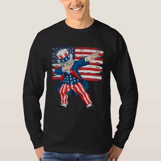 T-shirt 4th Of July  For Kids  Dabbing Uncle Sam Boys Men (Devant)