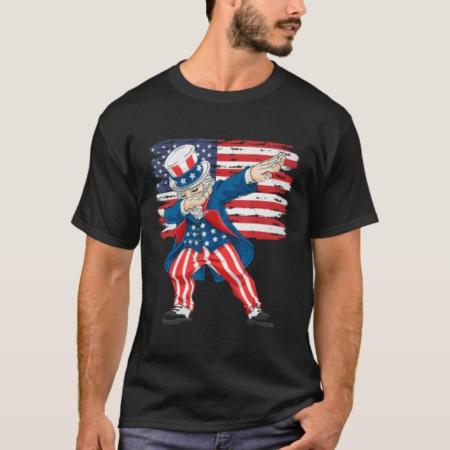 T-shirt 4th Of July  For Kids  Dabbing Uncle Sam Boys Men (Devant)