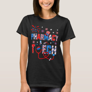 T-shirt 4th Of July For Women Stethoscope Pharmacy Tech Nu