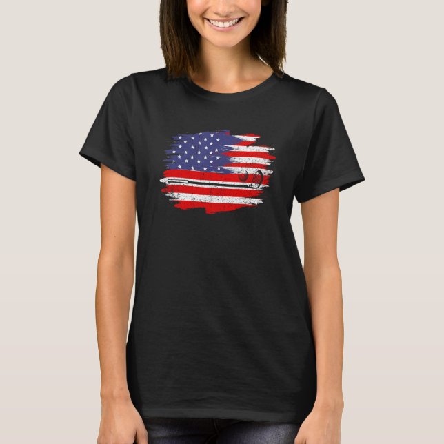 T-shirt 4th of July golf   American Flag Ball with Top Hat (Devant)