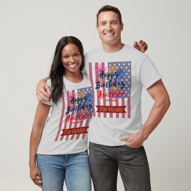 T-shirt 4th of July Happy Birthday America USA 250th (Unisexe)