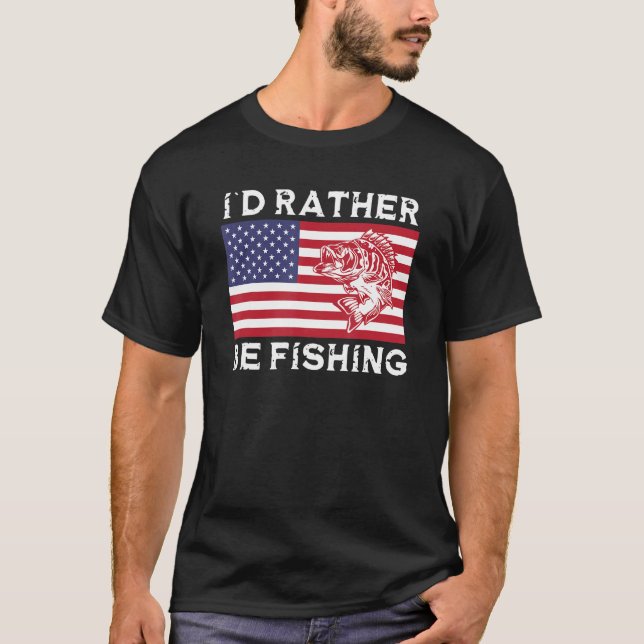 T-shirt 4th of July I d Rather Be Fishing (Devant)