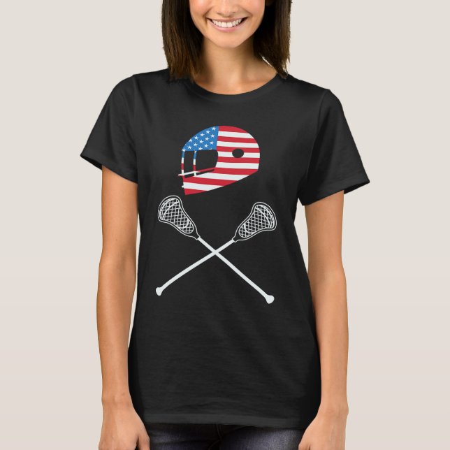 T-shirt 4th Of July Lacrosse American Flag Patriotic (Devant)