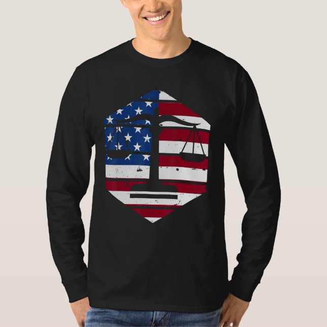 T-shirt 4th Of July Lawyer Attorney US Flag Scale Of Justi (Devant)