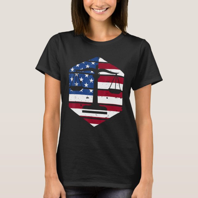 T-shirt 4th Of July Lawyer Attorney US Flag Scale Of Justi (Devant)