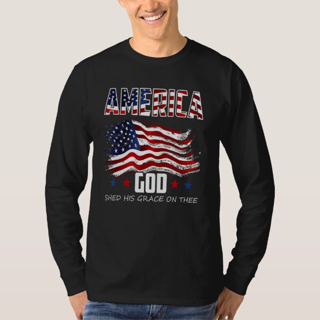 T-shirt 4th of July Men Women America God Shed His Grace o (Devant)