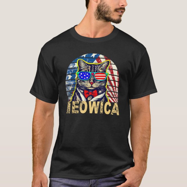 T-shirt 4th of July Meowica Cat (Devant)