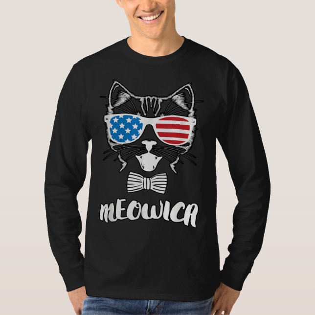 T-shirt 4th of July Meowica Kitty Cat Plus Size Graphic (Devant)