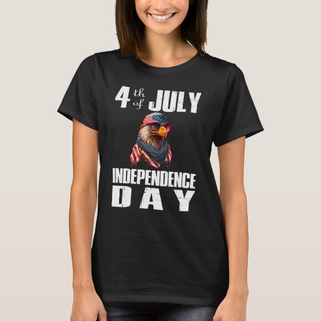 T-shirt 4th Of July Merica Bald Eagle USA Flag Independenc (Devant)