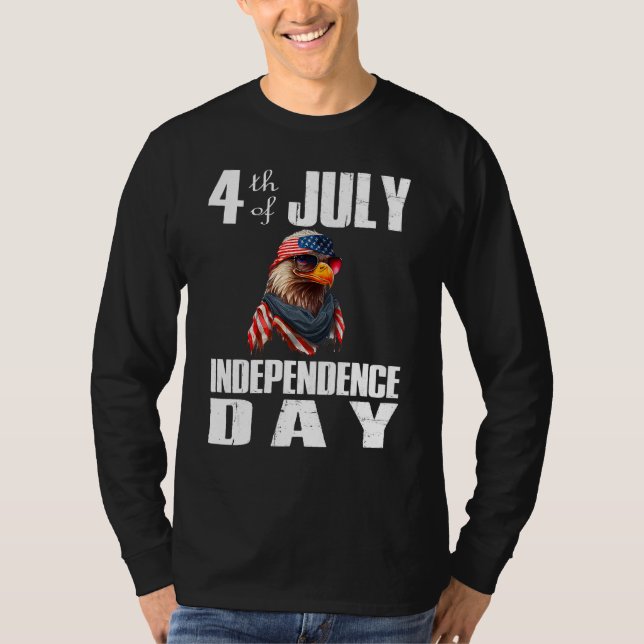 T-shirt 4th Of July Merica Bald Eagle USA Flag Independenc (Devant)