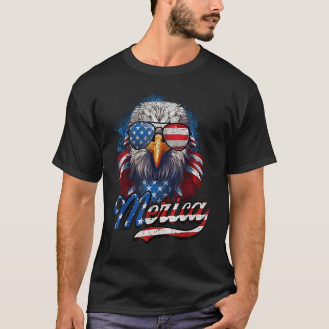 T-shirt 4th of July Merica Eagle USA Flag American Indepen (Devant)
