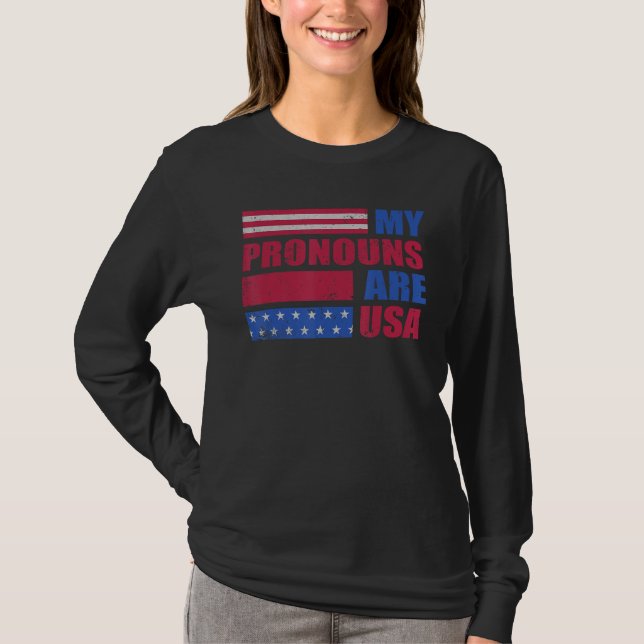 T-shirt 4th of July My Pronouns Are USA Flag George Washin (Devant)