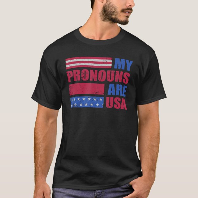 T-shirt 4th of July My Pronouns Are USA Flag George Washin (Devant)