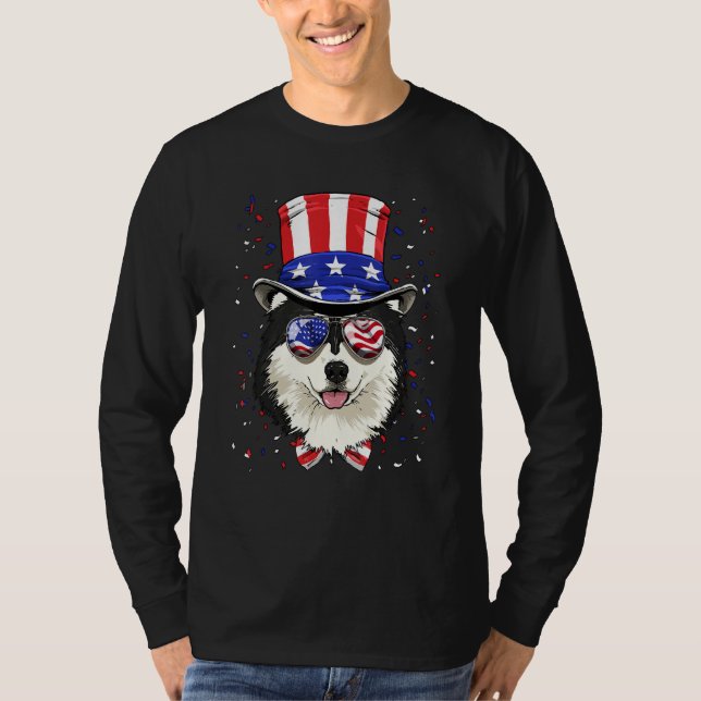 T-shirt 4th of July Patriotic Alaskan Malamute American US (Devant)