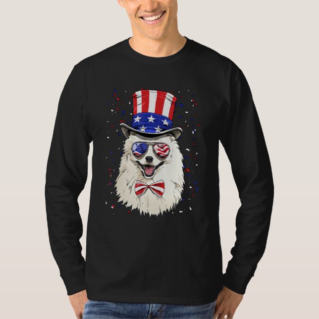 T-shirt 4th of July Patriotic American Eskimo Merica USA F (Devant)