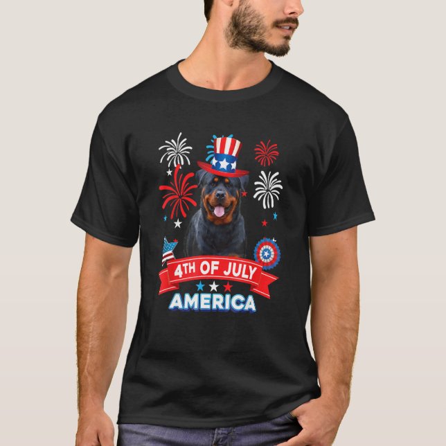 T-shirt 4th Of July Patriotic Day Rottweiler Dog Independe (Devant)