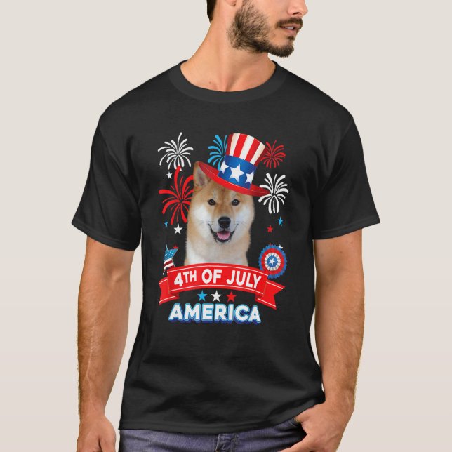 T-shirt 4th Of July Patriotic Day Shiba Inu Dog Independen (Devant)