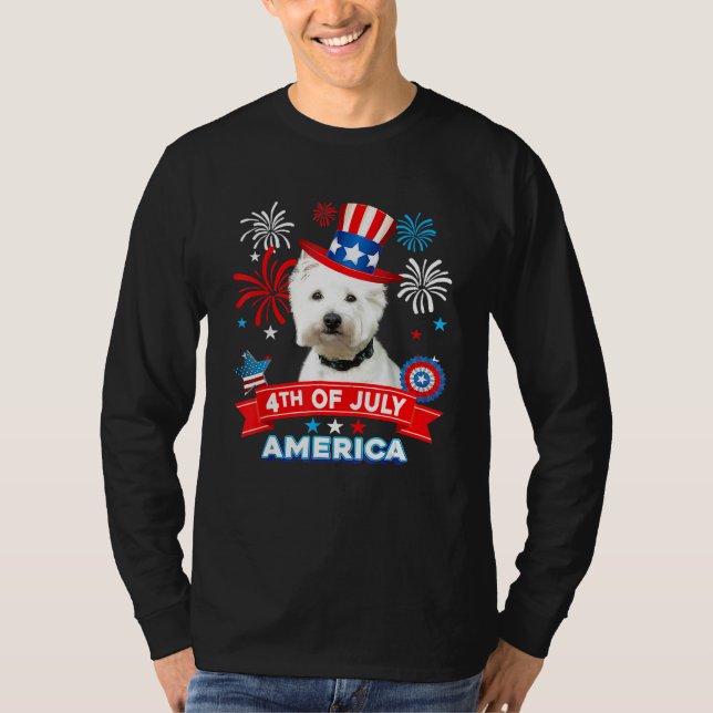 T-shirt 4th Of July Patriotic Day Westie Dog Independence  (Devant)
