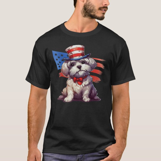 T-shirt 4th Of July Patriotic Glen Of Imaal Terrier Dog (Devant)