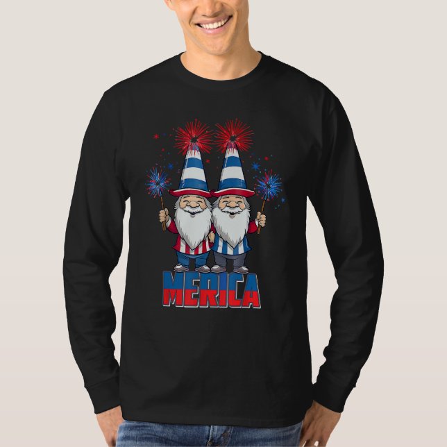 T-shirt 4th of July Patriotic Gnomes for Dwarf  Men Women (Devant)