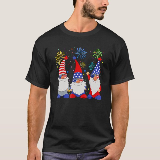 T-shirt 4th Of July  Patriotic Gnomes Sunglasses American  (Devant)