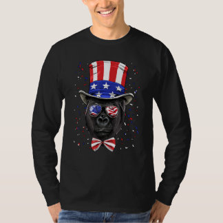 T-shirt 4th of July Patriotic Gorilla Wearing USA Flag Sun