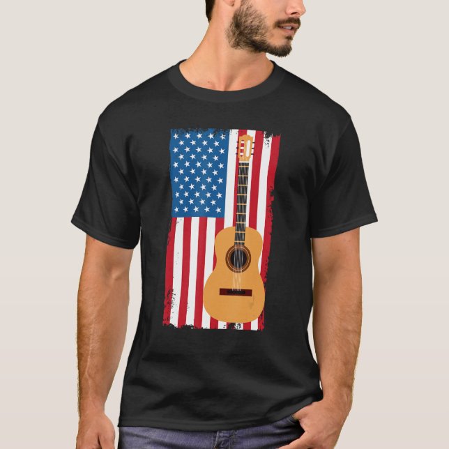 T-shirt 4th Of July Patriotic Guitarist American Flag Guit (Devant)