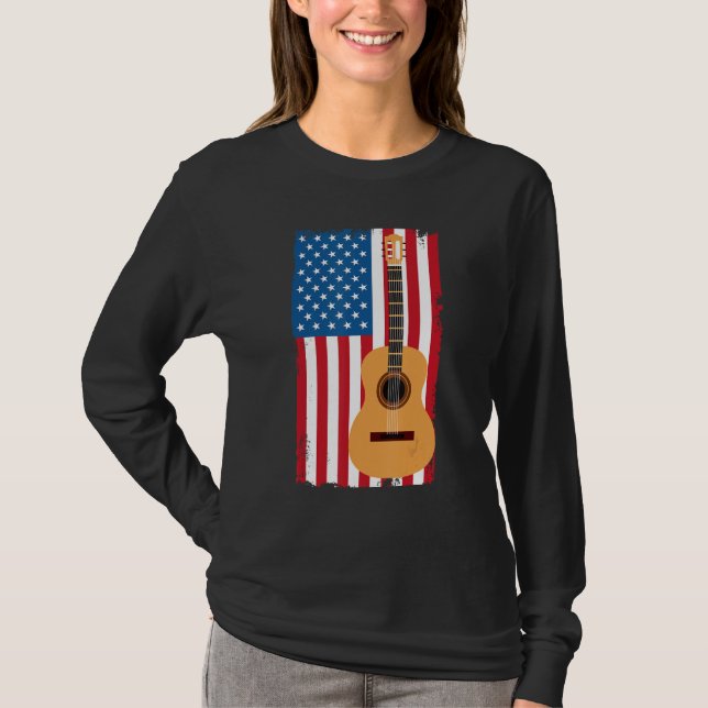 T-shirt 4th Of July Patriotic Guitarist American Flag Guit (Devant)