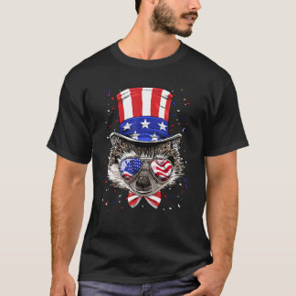 T-shirt 4th of July Patriotic Hedgehog Wearing USA Flag Su