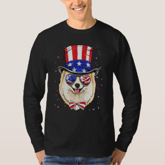 T-shirt 4th of July Patriotic Pomeranian Merica USA Flag D