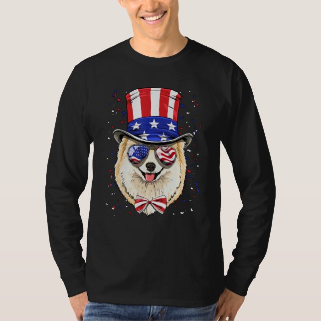 T-shirt 4th of July Patriotic Pomeranian Merica USA Flag D (Devant)
